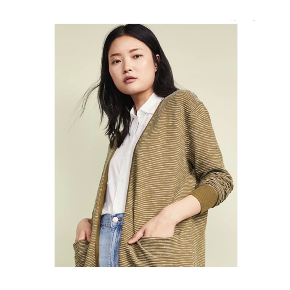 Madewell Striped Ryder Cardigan Olive Green S